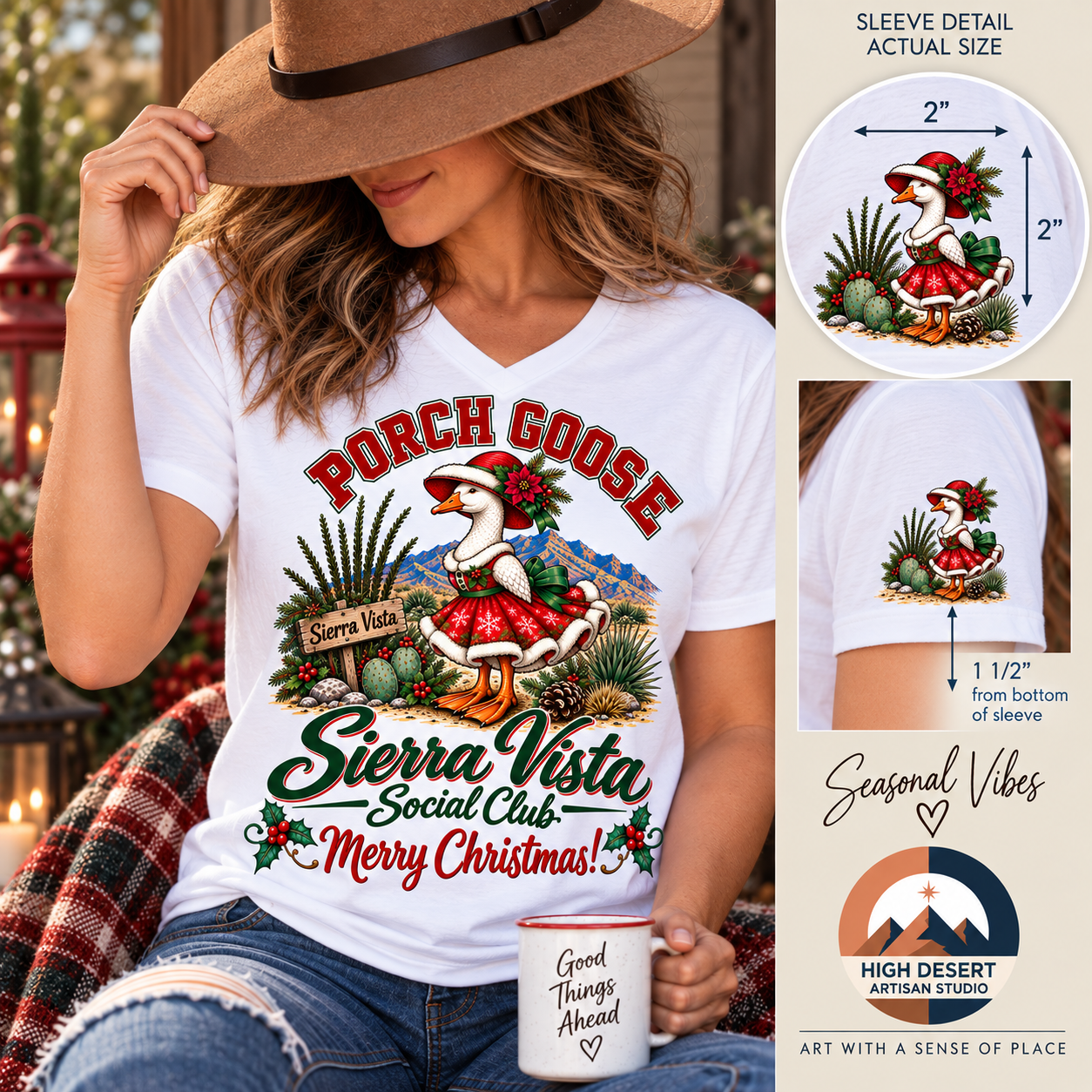 Porch Goose Christmas T-shirt